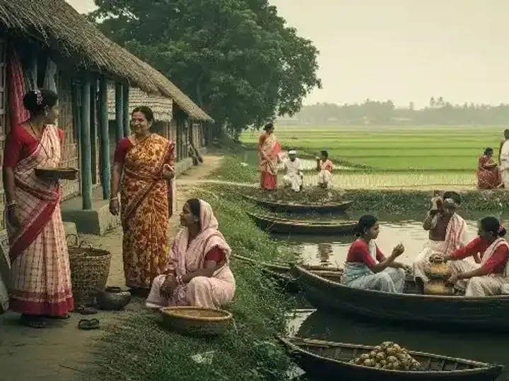 Illustration of a diverse group of people chatting online happily