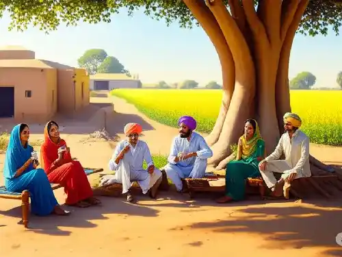 Illustration of a diverse group of people chatting online happily